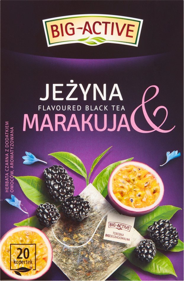 BIG-ACTIVE Big-Active Herbata czarna jeżyna & marakuja 40 g (20 x 2 g) 1