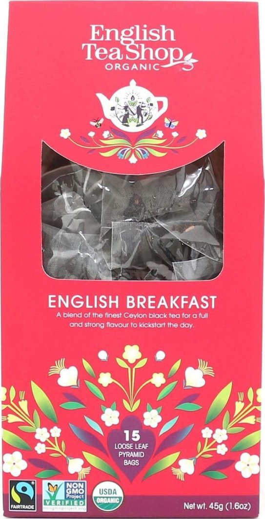 English Tea Shop HERBATA ENGLISH BREAKFAST BIO PIRAMIDKI FAIR TRADE (15 x 3 g) 45 g - ENGLISH TEA SHOP 1