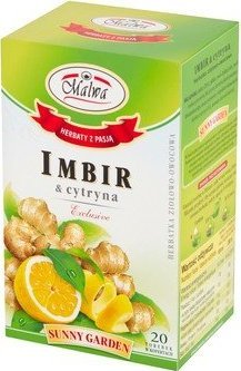 Selgros Malwa Sunny Garden Herbatka ziołowo-owocowa Imbir&cytryna 20 torebek 40 g (20x2 g) 1