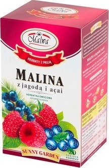 Selgros Malwa Sunny Garden Herbatka owocowa Malina z jagodą i acai 20 torebek 40 g (20x2 g) 1