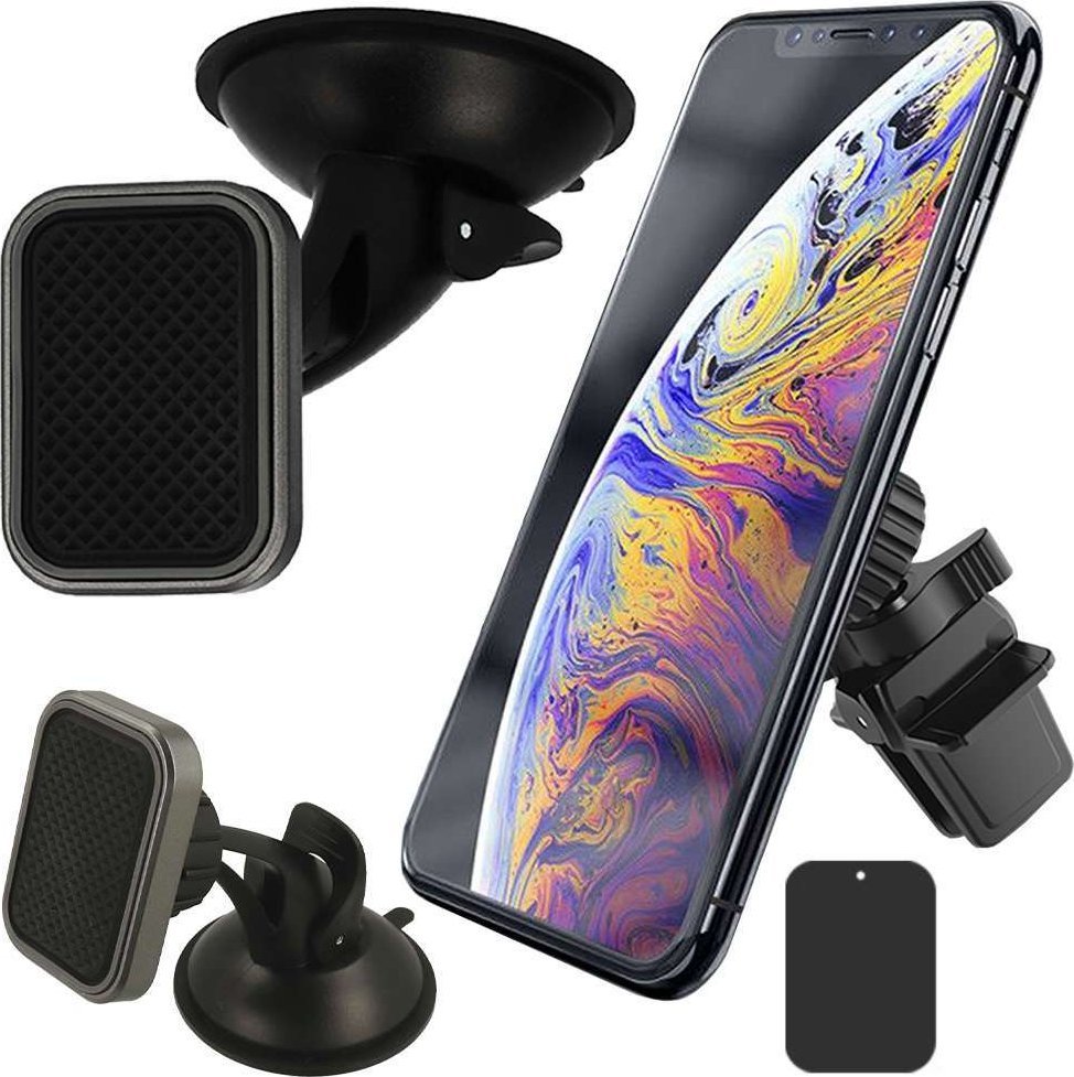 4kom.pl Uchwyt samochodowy TXR Car Holder Magnetyczny na szybę do kratki wentylacyjnej 3w1 Czarny 1