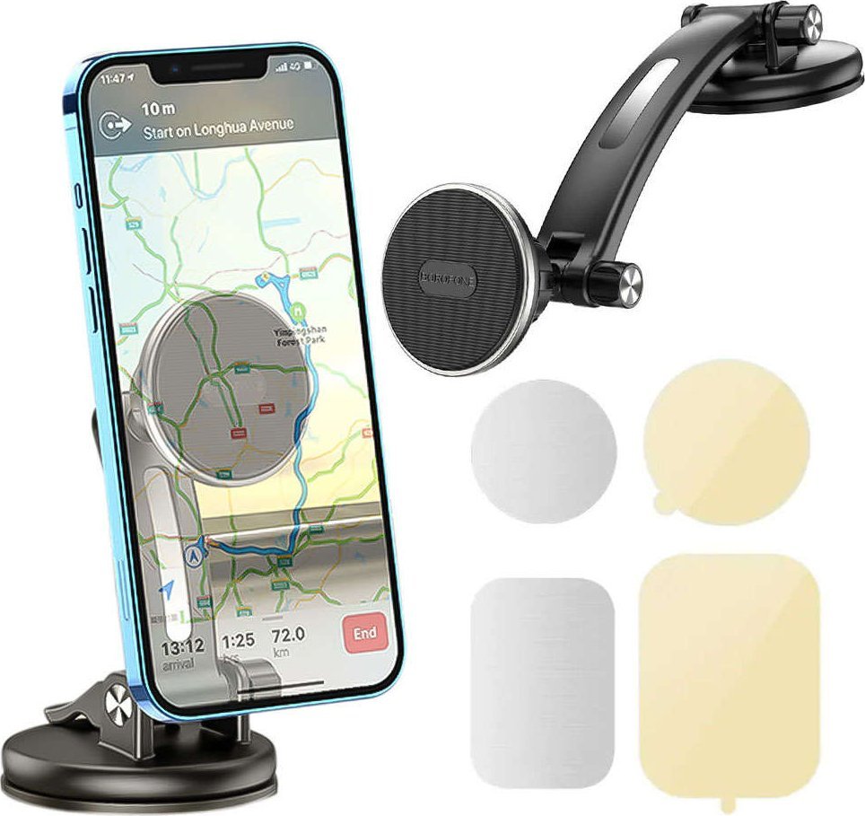 4kom.pl Uchwyt samochodowy magnetyczny Car Holder do telefonu 4.5 - 7 na deskę/ szybę do auta Czarny 1