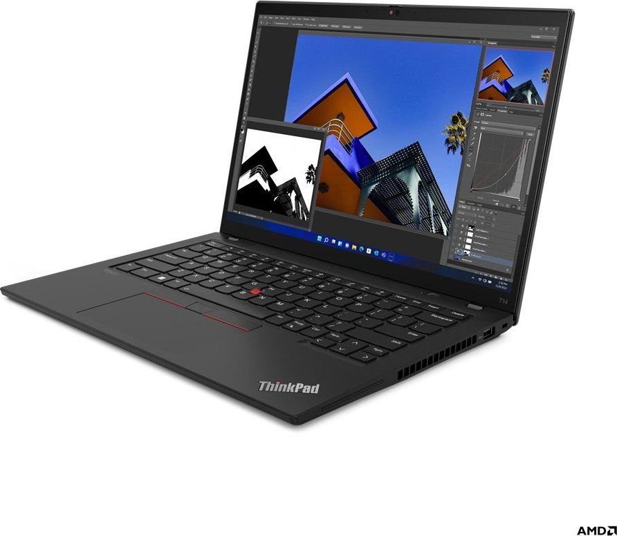 Laptop Lenovo Lenovo ThinkPad T14 6650U Notebook 35,6 cm (14") WUXGA AMD Ryzen 7 PRO 16 GB LPDDR5-SDRAM 256 GB SSD Wi-Fi 6E (802.11ax) Windows 11 Pro Czarny 1