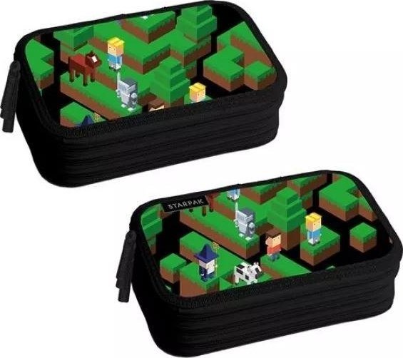 Piórnik Starpak Piórnik szkolny trzykomorowy Pixel Game Starpak 1