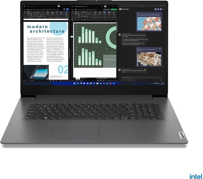 Laptop Lenovo Lenovo V V17 i5-1235U Notebook 43,9 cm (17.3") Full HD Intel Core i5 16 GB DDR4-SDRAM 256 GB SSD Wi-Fi 6 (802.11ax) Windows 11 Pro Szary 1