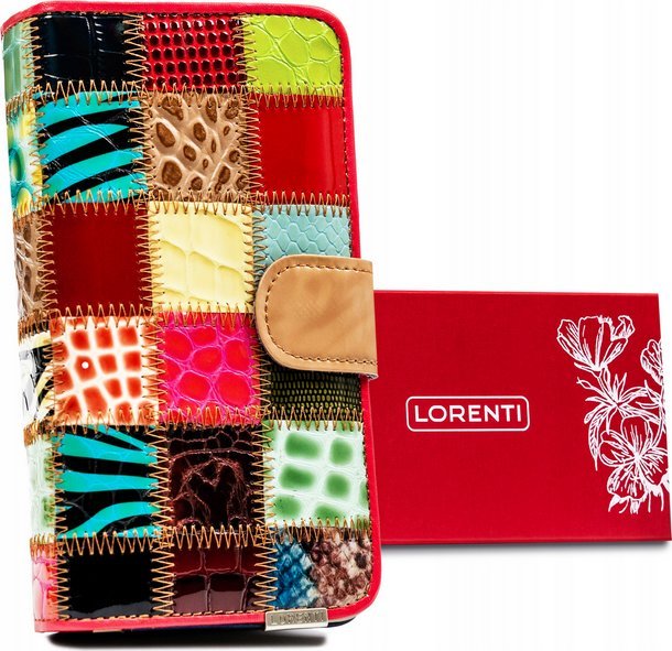 Lorenti Damski skórzany portfel w patchworkowy wzór  Lorenti NoSize 1