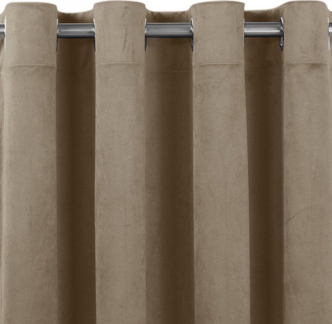 Homede Homede Zasłona VILA velvetowa na srebrnych przelotkach 265x245 beżowa 1