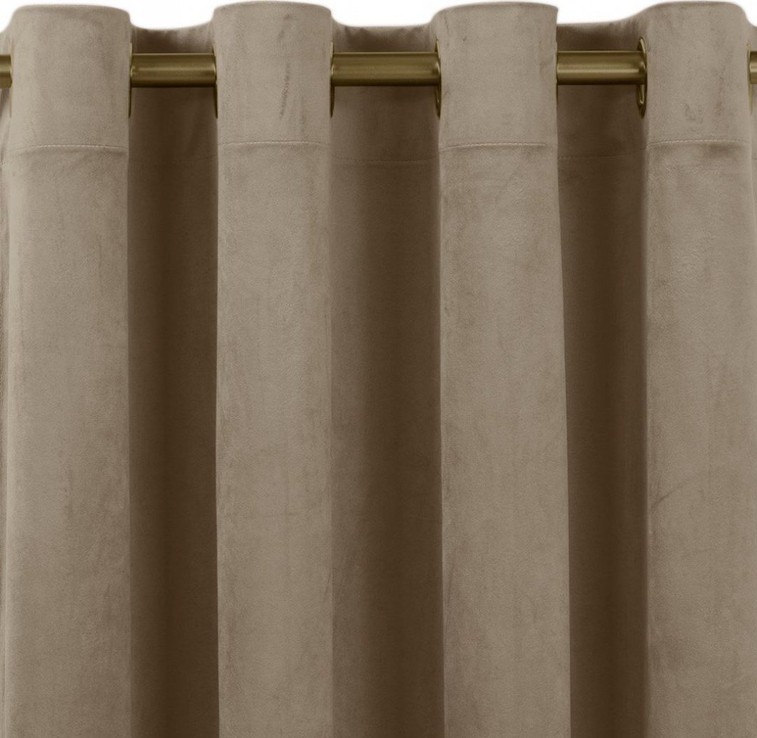 Homede Homede Zasłona VILA velvetowa na złotych przelotkach 400x270 beżowa 1