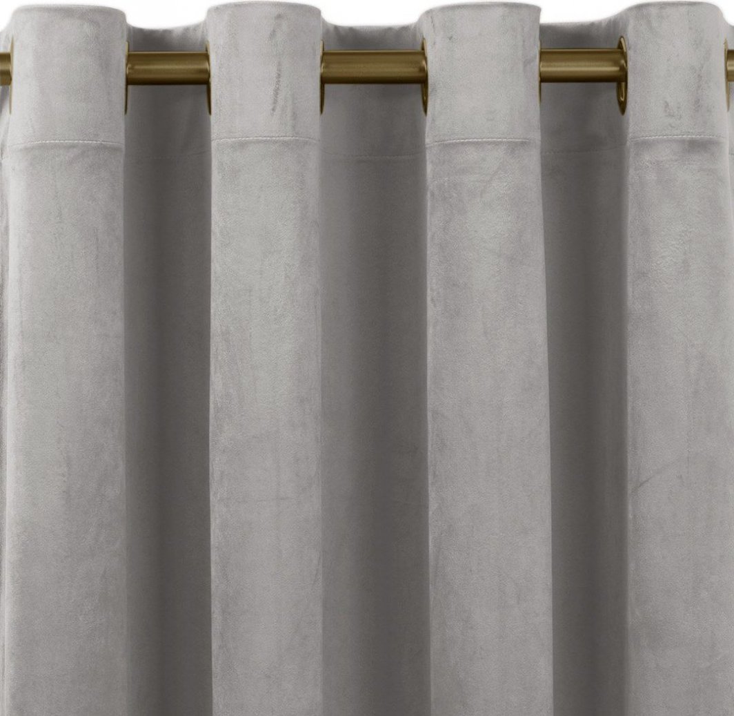 Homede Homede Zasłona VILA velvetowa na złotych przelotkach 200x270 szara 1