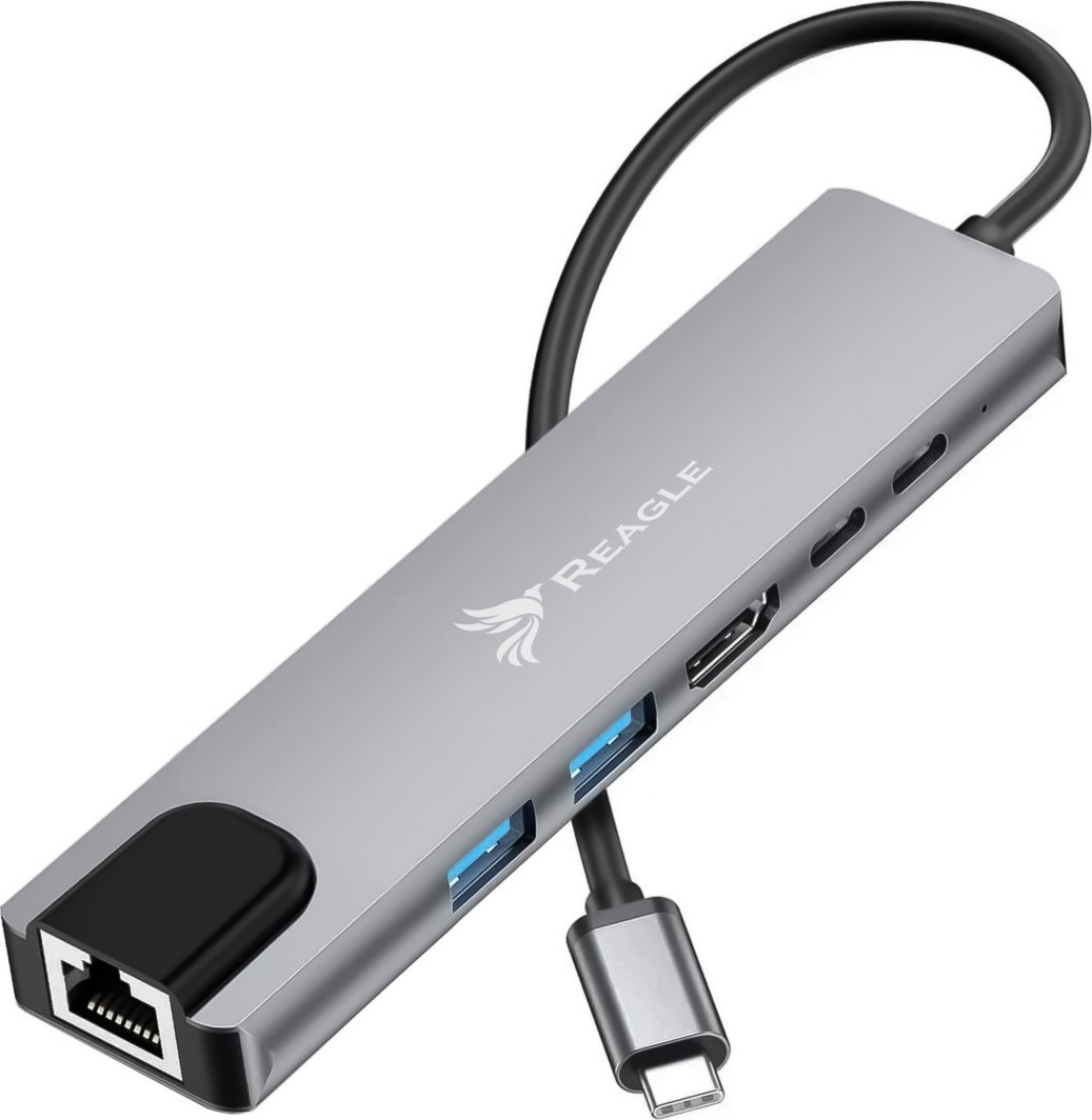Hub USB-C E Case M.2 SSD Reagle – 100W PD, USB 3.2 Gen 2 10Gbps, Lettore SD/microSD, Alluminio RGB, Supporta NVMe E SATA Fino A 4TB