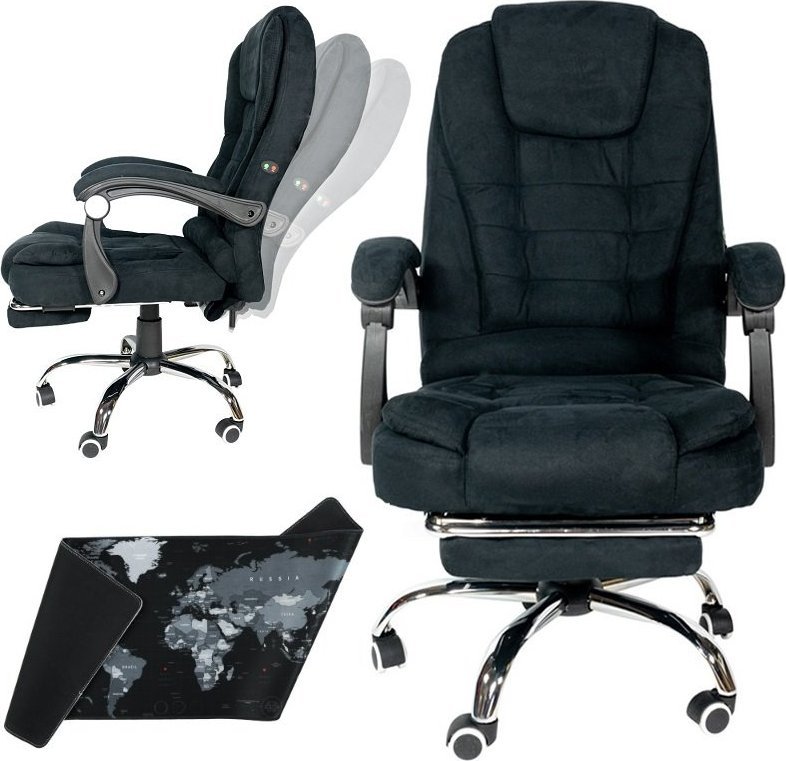 Krzesło biurowe Artnico Fotel Biurowy Obrotowy Artnico Misi 3.0 czarny z masażerem podnóżek + PODKŁADKA GAMINGOWA 1