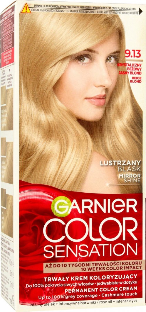 Garnier Garnier Color Sensation Krem koloryzujący 9.13 Cristal Blond- Krystaliczny Beżowy Jasny Blond 1op. 1