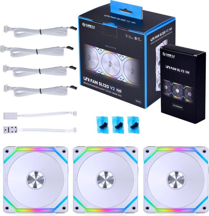 Lian Li Uni Fan SL120 V2 3-pack + Hub (UF-SL120V2-3W) - Wentylator