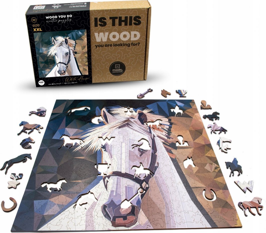 WOOD YOU DO PUZZLE DREWNIANE DUŻY BIAŁY KOŃ 450 elementów XXL