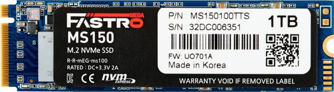 MEGA Electronics Fastro MS150 1TB M.2 2280 PCI-E x4 Gen3 NVMe (MS150 ...