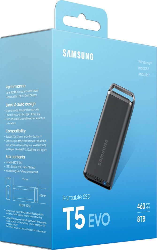 【ほぼ新品】8TB SSD T5 EVO Samsung No.1 Samsung T5 EVO 8TB Czarny (MU−PH8T0S/EU) - Dysk zewnętrzny