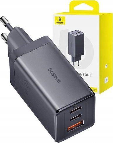 Ładowarka Baseus DZ-EU KA Baseus GaN5 Ultra Fast Charger 2C+U 65W EU Set Twilight Grey (With:Dynamic Series Fast Charging Data Cable Type-C to Type-C 100W 1m Slate Gray） 1