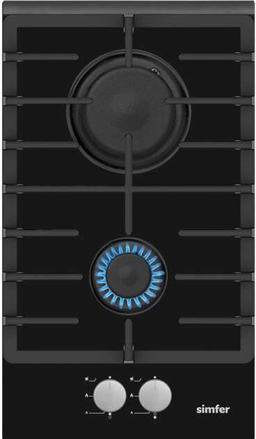 Płyta grzewcza Simfer Simfer Płyta kuchenna H3.201.TGRSP Gaz na szkle Liczba palników/stref grzewczych 2 Pokrętła Czarny 1