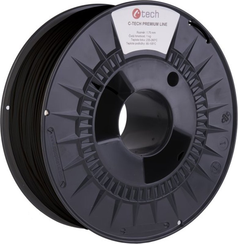 C-Tech C-TECH Tisková struna (filament) PREMIUM LINE, PLA, dopravní černá, RAL9017, 1,75mm, 1kg 1