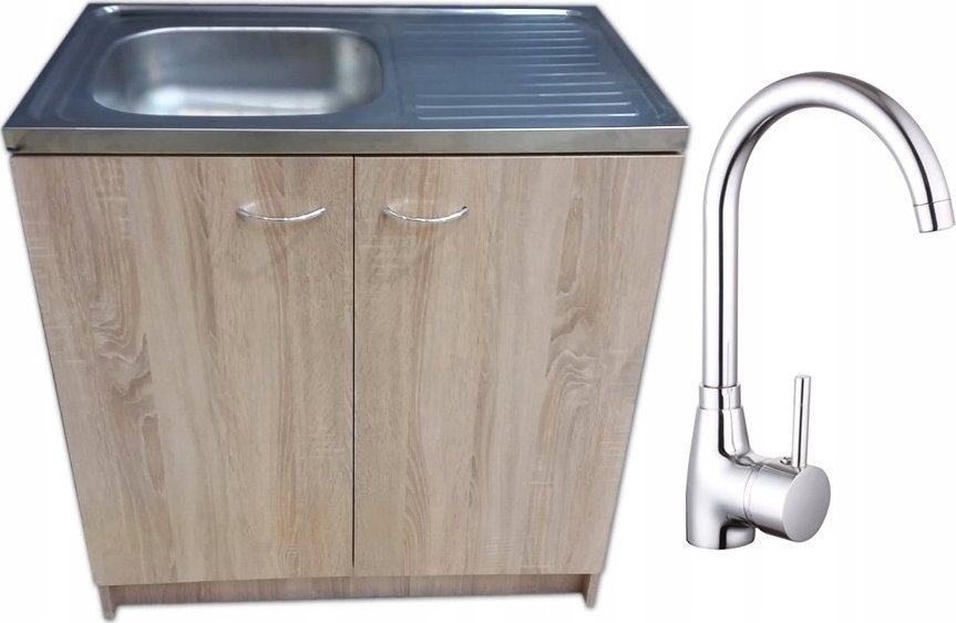 Stamar Szafka kuchenna sonoma 80 + zlew + bateria wysoka 1