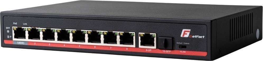 Switch GetFort SWITCH POE GETFORT 8+1+SFP Gigabit Ethernet 120W 1