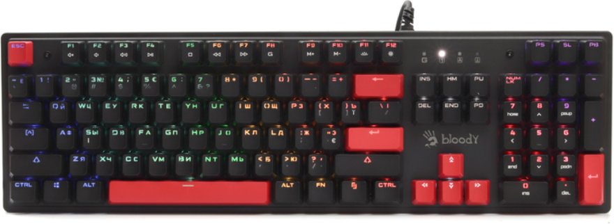Klawiatura A4Tech A4tech Bloody Klávesnice S510R, herní klávesnice, mechanická, drátová, Red Switch, CZ/SK, Černá 1