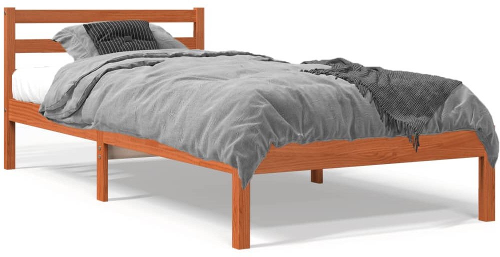 vidaXL Rama łóżka, woskowy brąz, 90x200 cm, lite drewno sosnowe 1