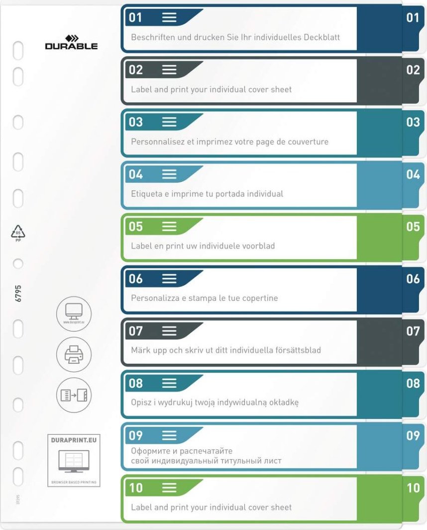 Durable DURABLE Register A4 + 10tlg. 1-10 farbige Taben+trans. Form. 1