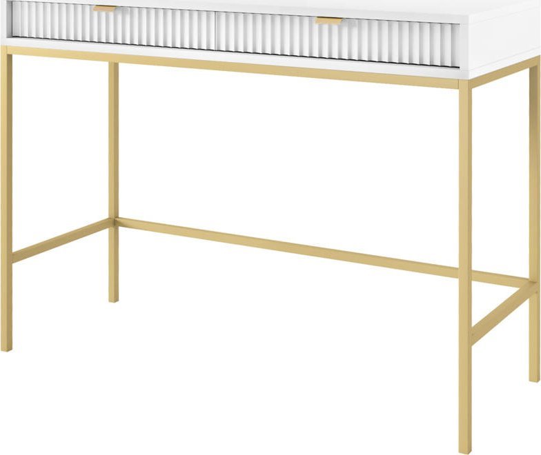 Ravio Toaletka z szufladami Kioto w kolorze białym i złotymi nóżkami