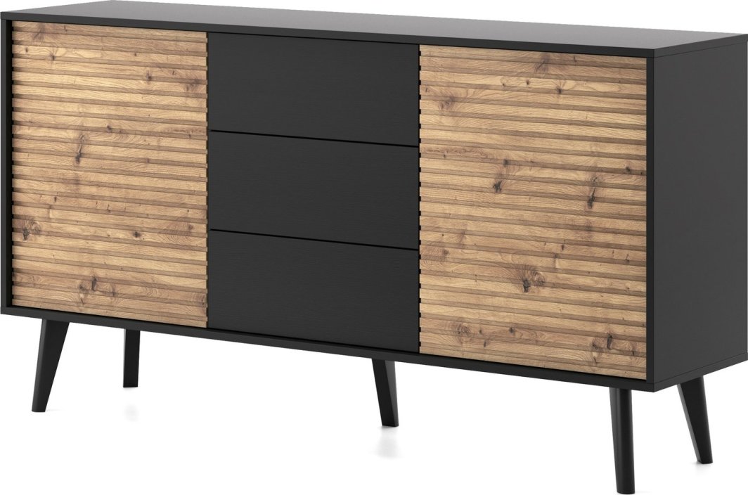 Ravio Komoda Maestro KSZ154 z trzema szufladami w kolorze czarnym