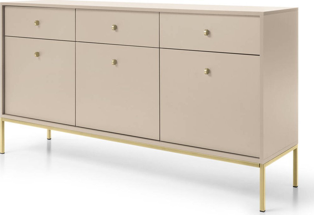 Ravio Komoda Bari KSZ154 w kolorze beżowym i ze złotymi nóżkami