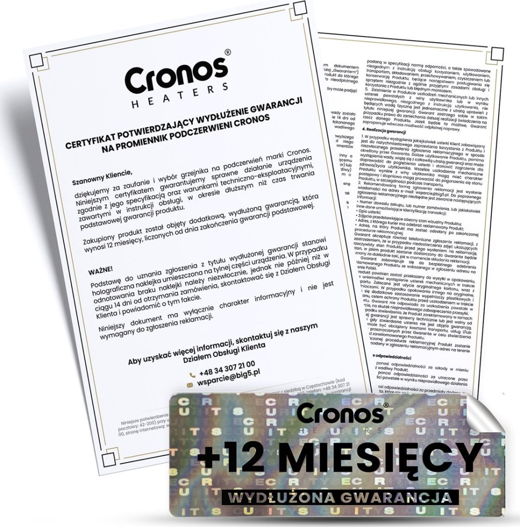 Heckermann Wydłużona Gwarancja - 12 Miesięcy Do Promiennika Cr-600Twp 1