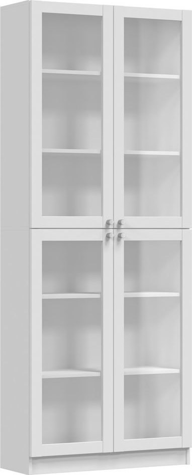 Topeshop Szeroki regał przeszklony, półki, Pafos, 81x31x200 cm, biały, mat 1