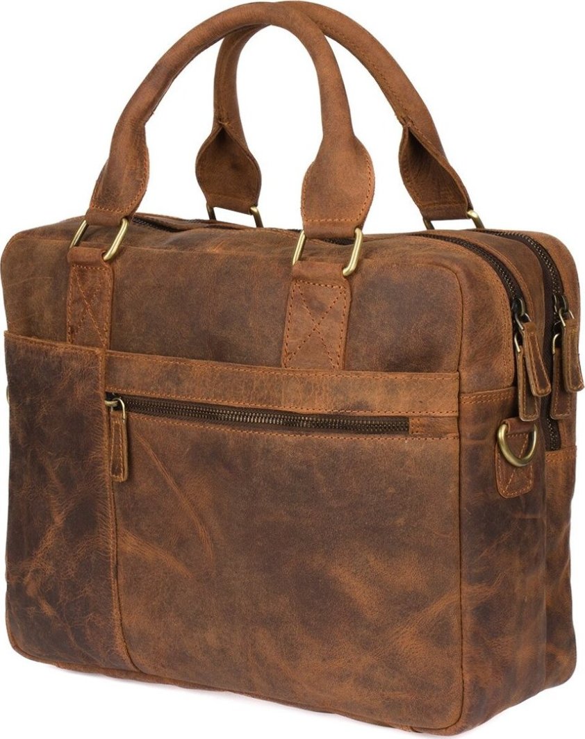 Beltimore Duża solidna skórzana torba Beltimore na laptopa dokumenty brązowa nubuk M88 NoSize 1