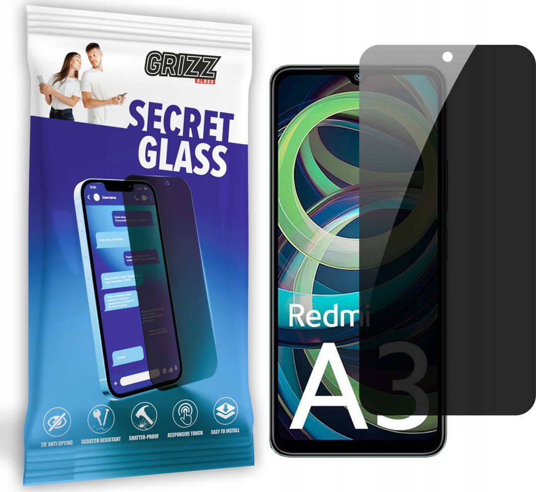 GrizzGlass Szkło prywatyzujące GrizzGlass SecretGlass do Xiaomi Redmi A3 1