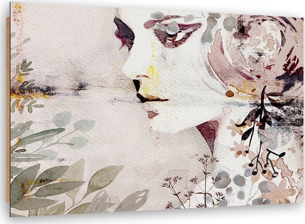 Feeby Obraz Deco Panel, Abstrakcyjna twarz kobiety z kwiatami (Rozmiar 100x70) 1