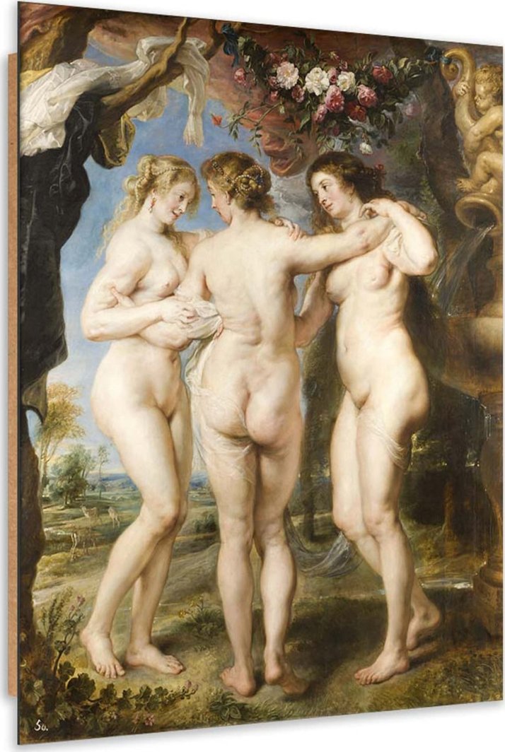 Feeby Obraz Deco Panel, Trzy gracje - P. P. Rubens reprodukcja (Rozmiar 80x120) 1