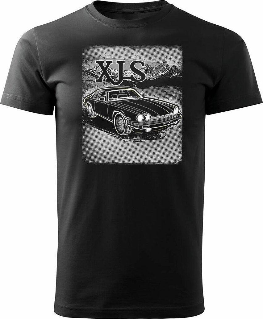 Topslang Koszulka z samochodem jaguar z jaguarem xjs kolekcjonerska męska czarna REGULAR S 1