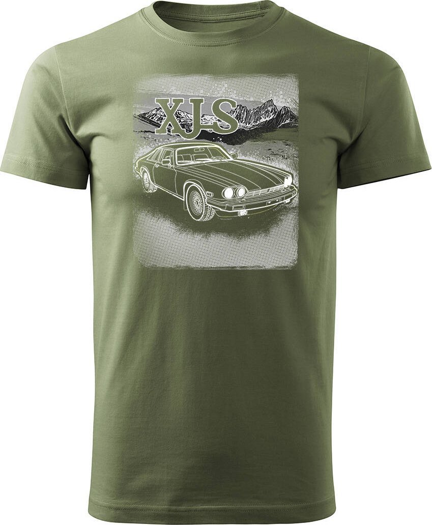 Topslang Koszulka z samochodem jaguar z jaguarem xjs kolekcjonerska męska khaki REGULARR S 1