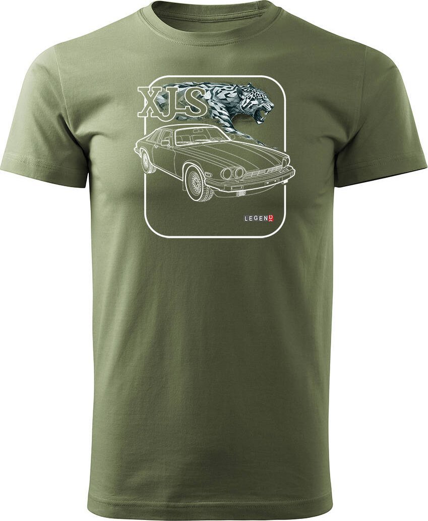 Topslang Koszulka z samochodem jaguar z jaguarem xjs kolekcjonerska męska khaki REGULARR M 1