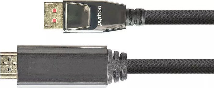 Kabel PYTHON Python DisplayPort 1.4 an HDMI 2.0 Kabel Nylong. schwarz 2m