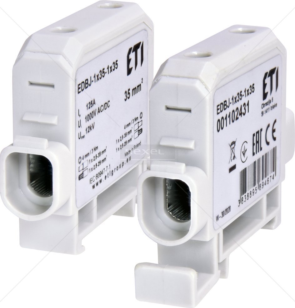 Etipo Zacisk ETI Polam 001102431 125A 1-torowy (2,5-35mm2 - 2,5-35mm2) do przewodów AL/Cu szary EDBJ-1x35-1x35 1
