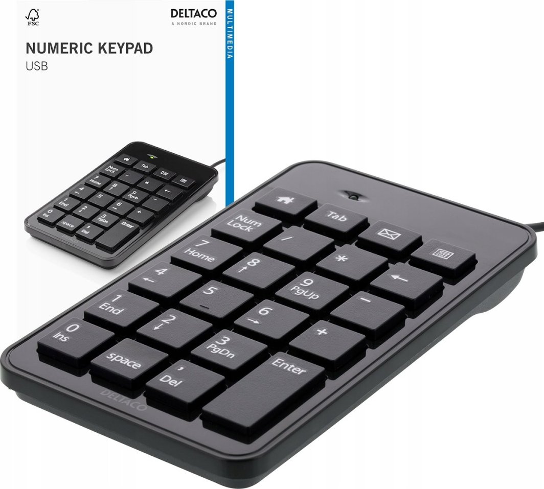 Klawiatura Deltaco klawiatura numeryczna 23 Tasten/4 Hotkeys USB czarny