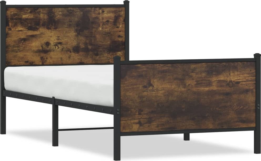 vidaXL Rama łóżka z wezgłowiem i zanóżkiem, przydymiony dąb 80x200 cm 1