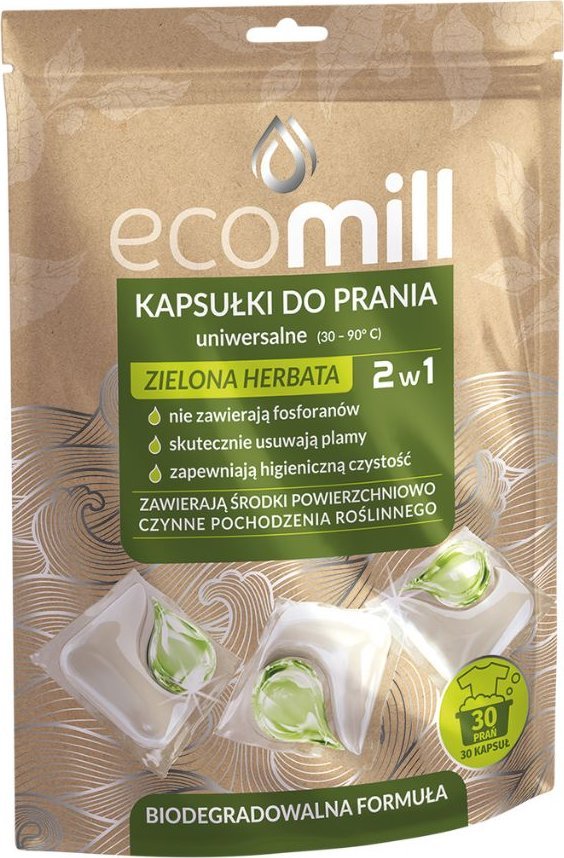 Mill Kapsułki do prania ECOMILL Zielona Herbata Uniwersalne 2w1 30 szt 1