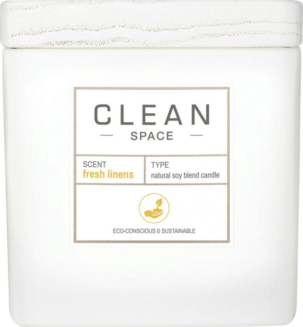 Clean Clean, Space Fresh Linens, Scented Candle, 227 g