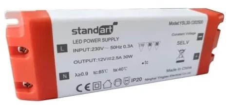 Zasilacz serwerowy Standart Standart Power Adapter Led 30W 2.5A 12V Dc Ip20 1