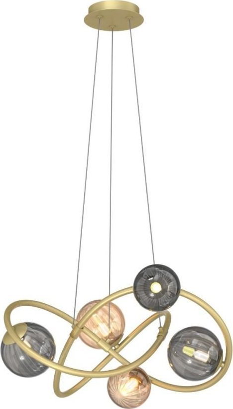 Lampa wisząca Zumaline Zuma Line Arlon MD4922-5-EGBDN lampa wisząca zwis nowoczesa designerska ball kule szklane klosze 5x3,5W G9 złota/dymiona 1