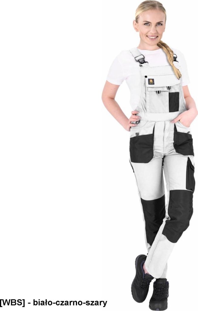 R.E.I.S. OX-FIO-B - Spodnie ochronne ogrodniczki FIO, damskie - biało-czarno-szary 42 1
