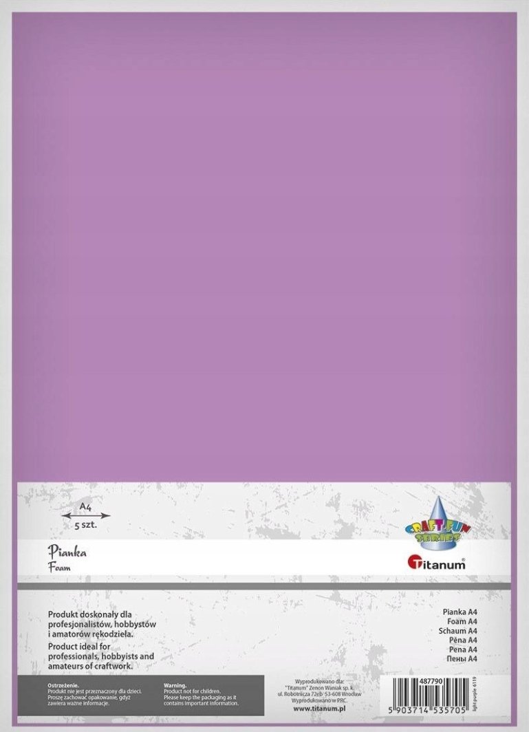 Titanum Pianka A4 5szt. jasnofioletowa 1